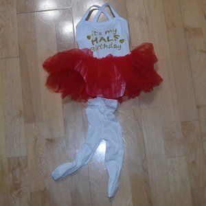 Kirei Sui Baby Girls' Sz 3-6m "HALF BIRTHDAY" TuTu Bodysuit Outfit  EXCELLENT